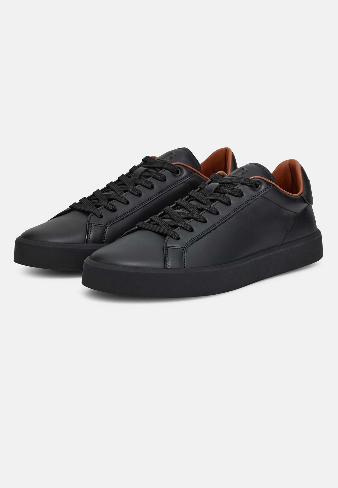 Leather Trainers, Black, hi-res