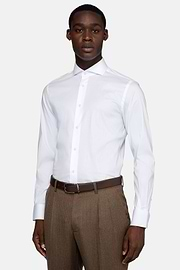 Chemise En Coton Nylon Extensible Slim Fit, Blanc, hi-res