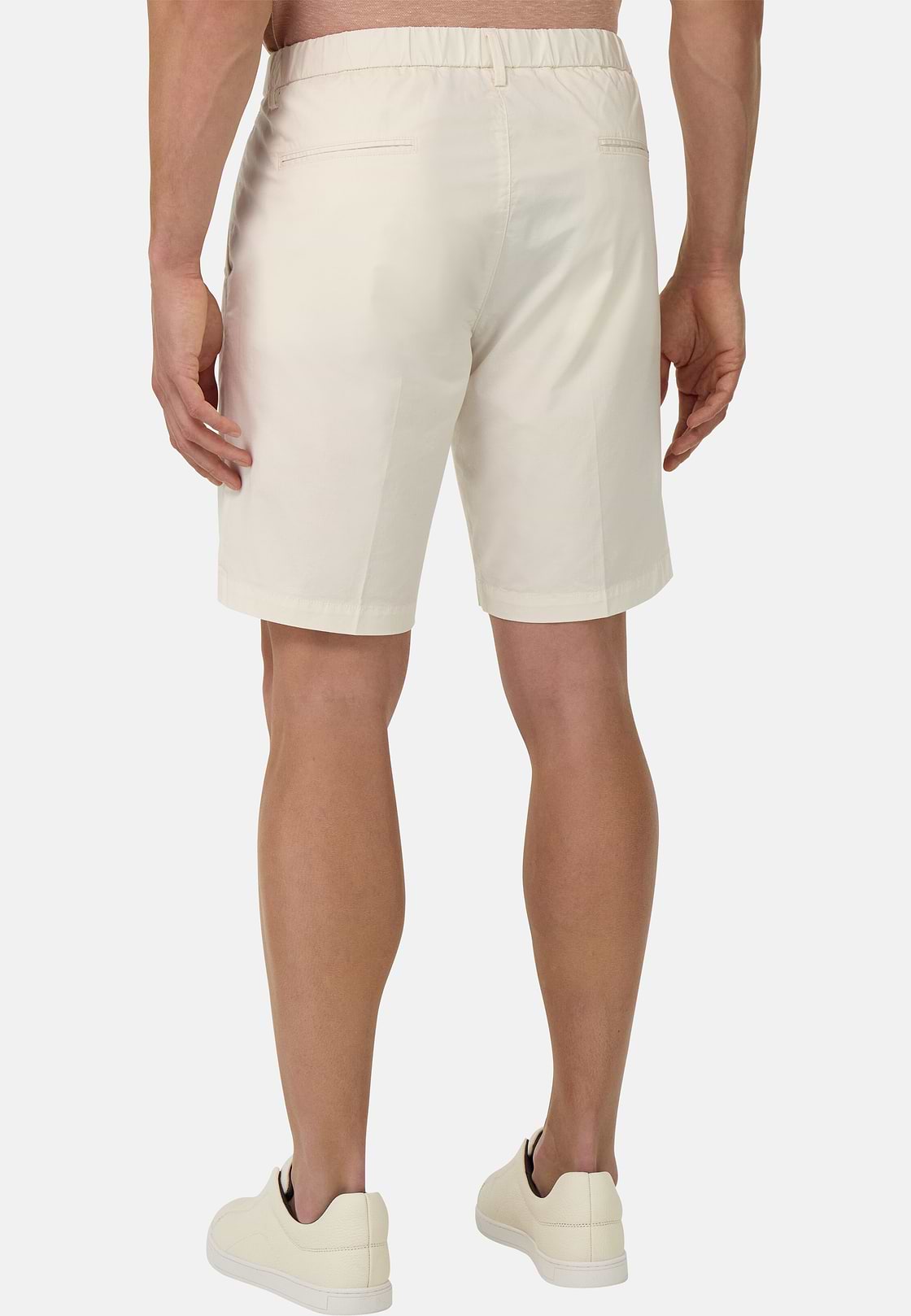 Stretch Cotton Bermuda Shorts, White, hi-res