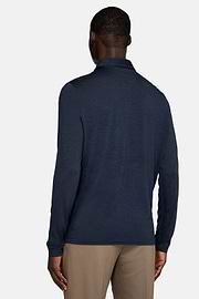 Poloshirt Aus Wolle Und Tencel, Navy blau, hi-res