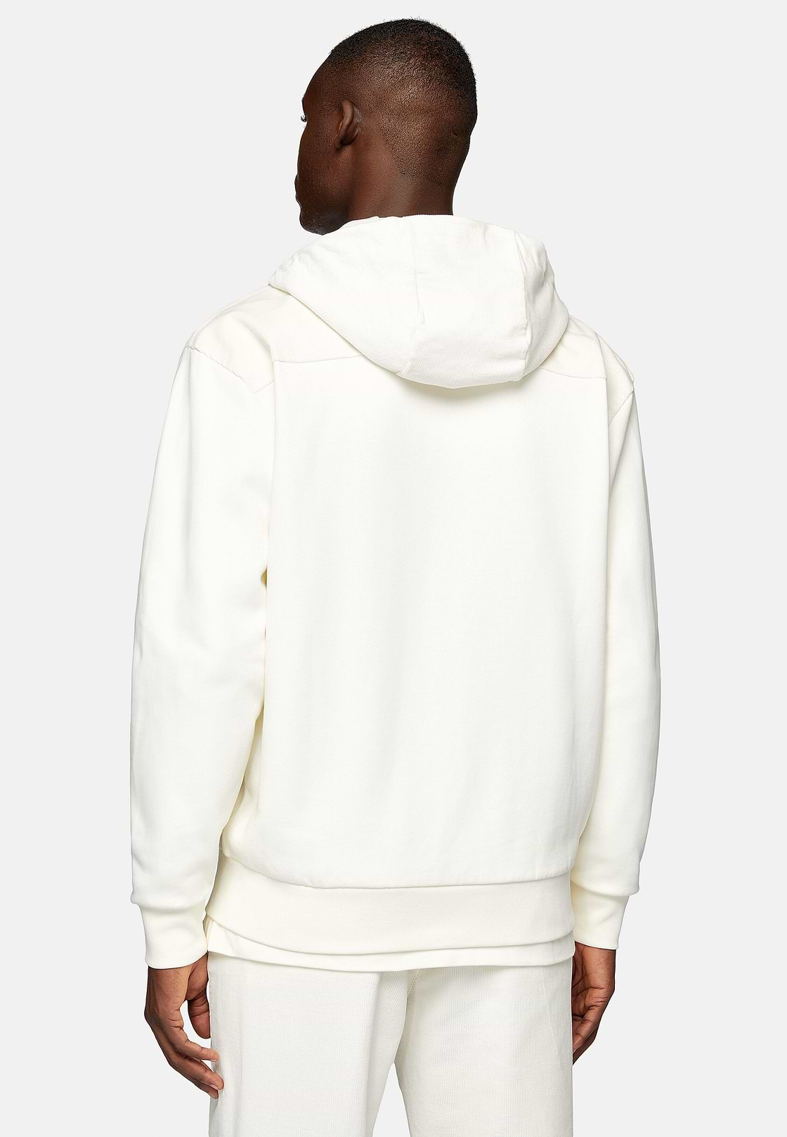 Full Zip Cotton Hooded Sweatshirt, White, hi-res