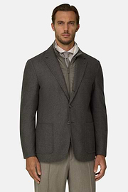 TWIST | Blazer in Wool Flannel, Taupe, thumb, 1
