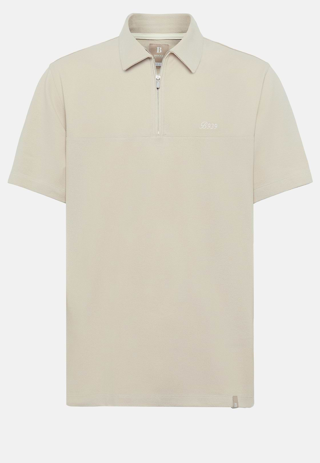 Organic Cotton Blend Piqué Polo Shirt, Beige, hi-res