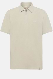 Organic Cotton Blend Piqué Polo Shirt, Beige, hi-res