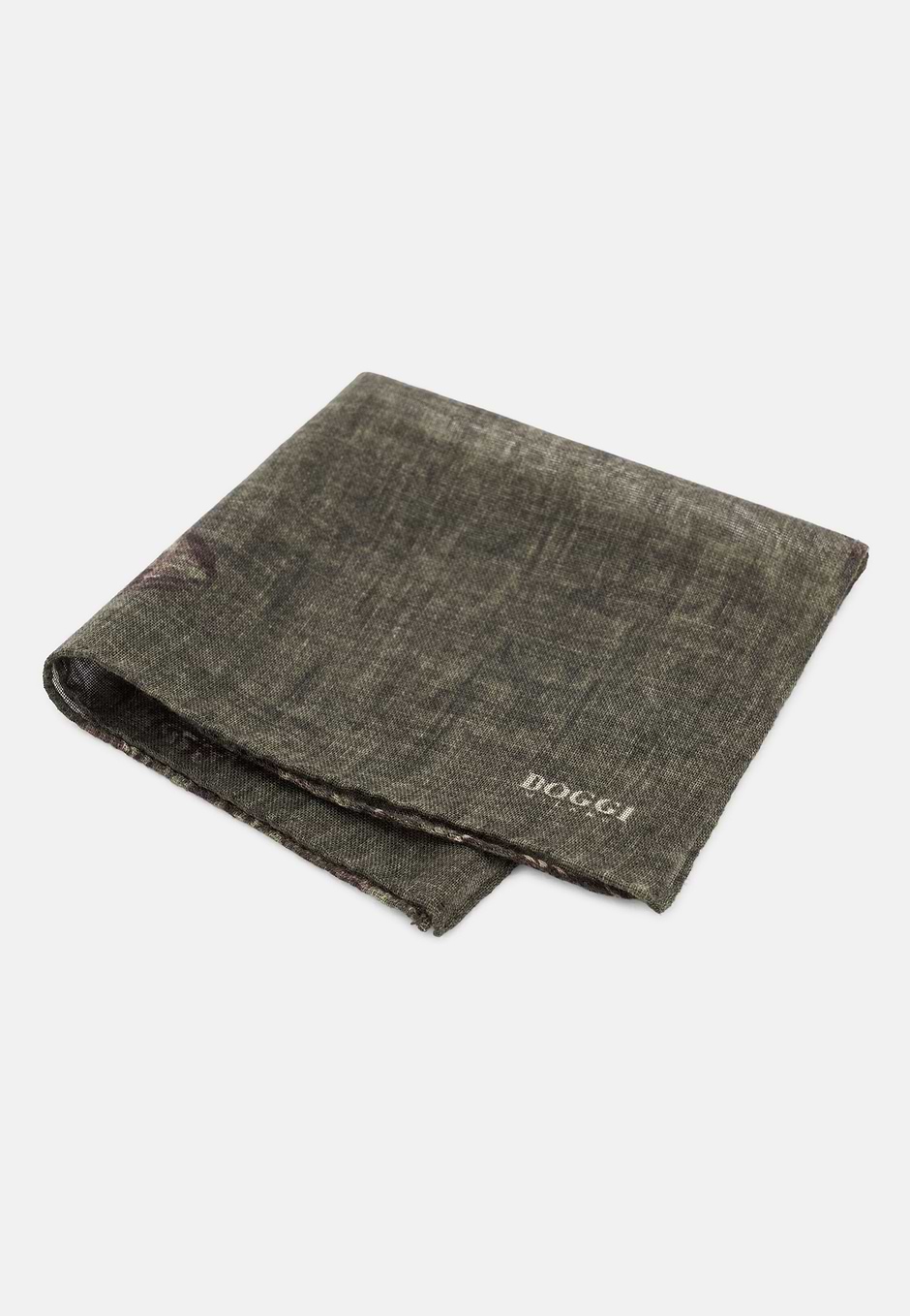 Pocket Square Macro Pattern Print Wool, Green, hi-res