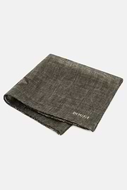 Pocket Square Macro Pattern Print Wool, Green, thumb, 1
