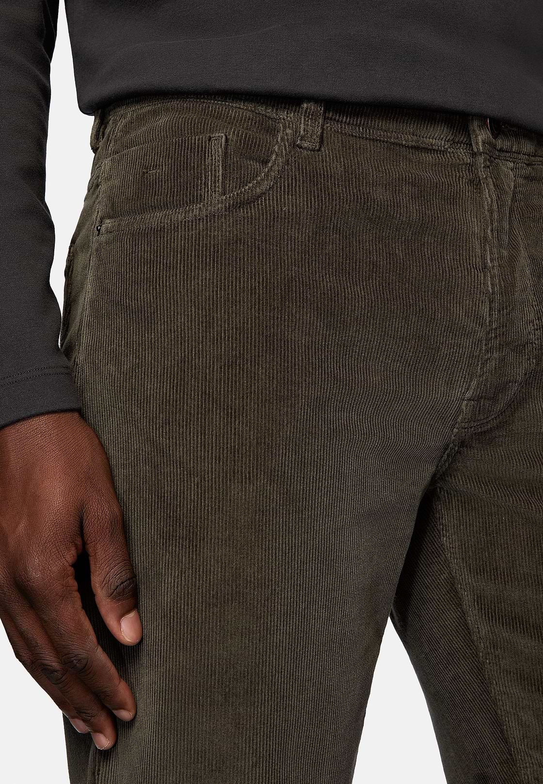 Jeans in Stretch Velvet, Charcoal, hi-res