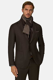 Suit in Wool Mélange, Dark brown, thumb, 1