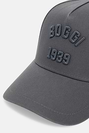 Cappello Con Visiera E Ricamo In Cotone, Carbone, hi-res