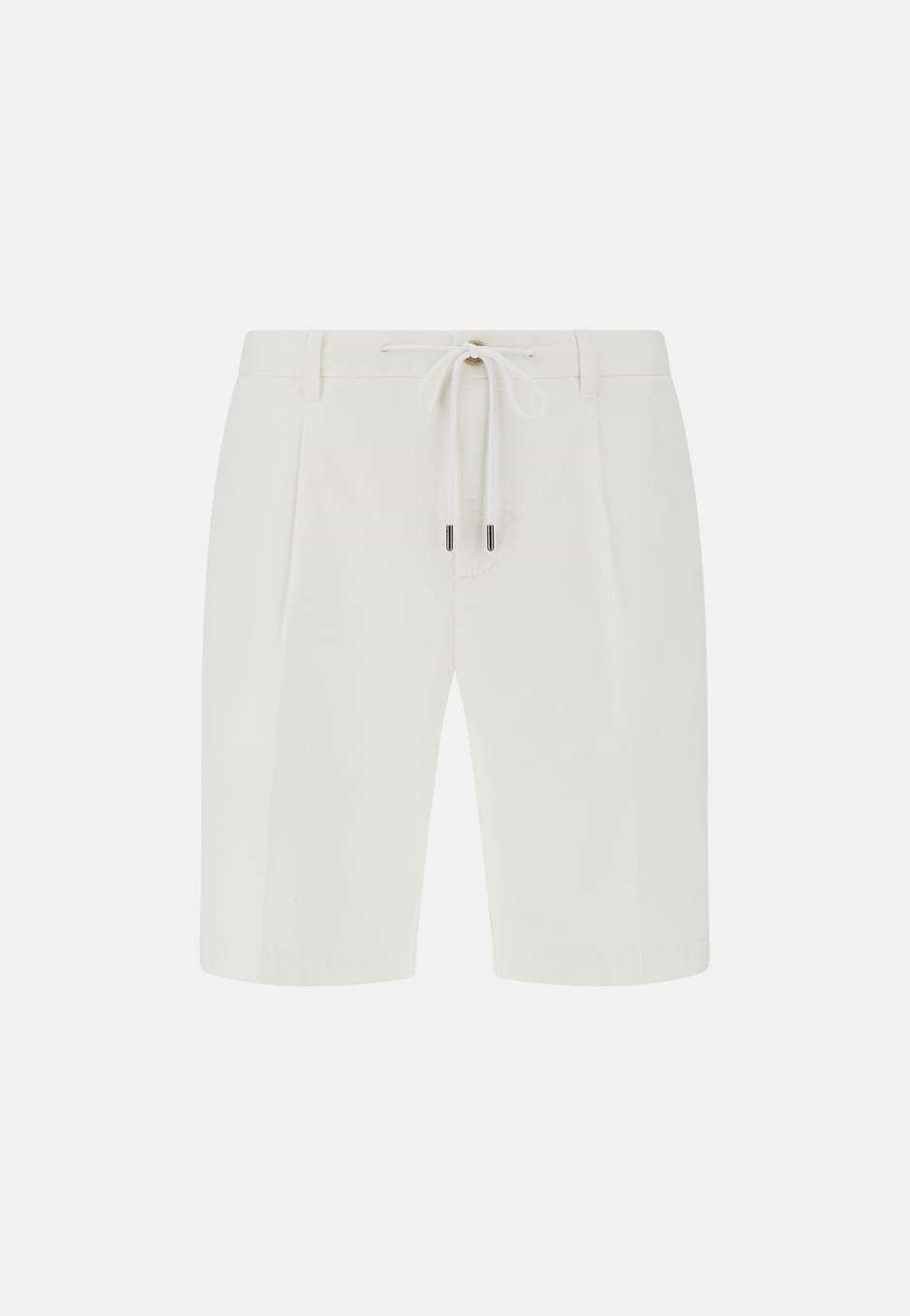 Stretch Cotton Summer Bermuda Shorts, White, hi-res