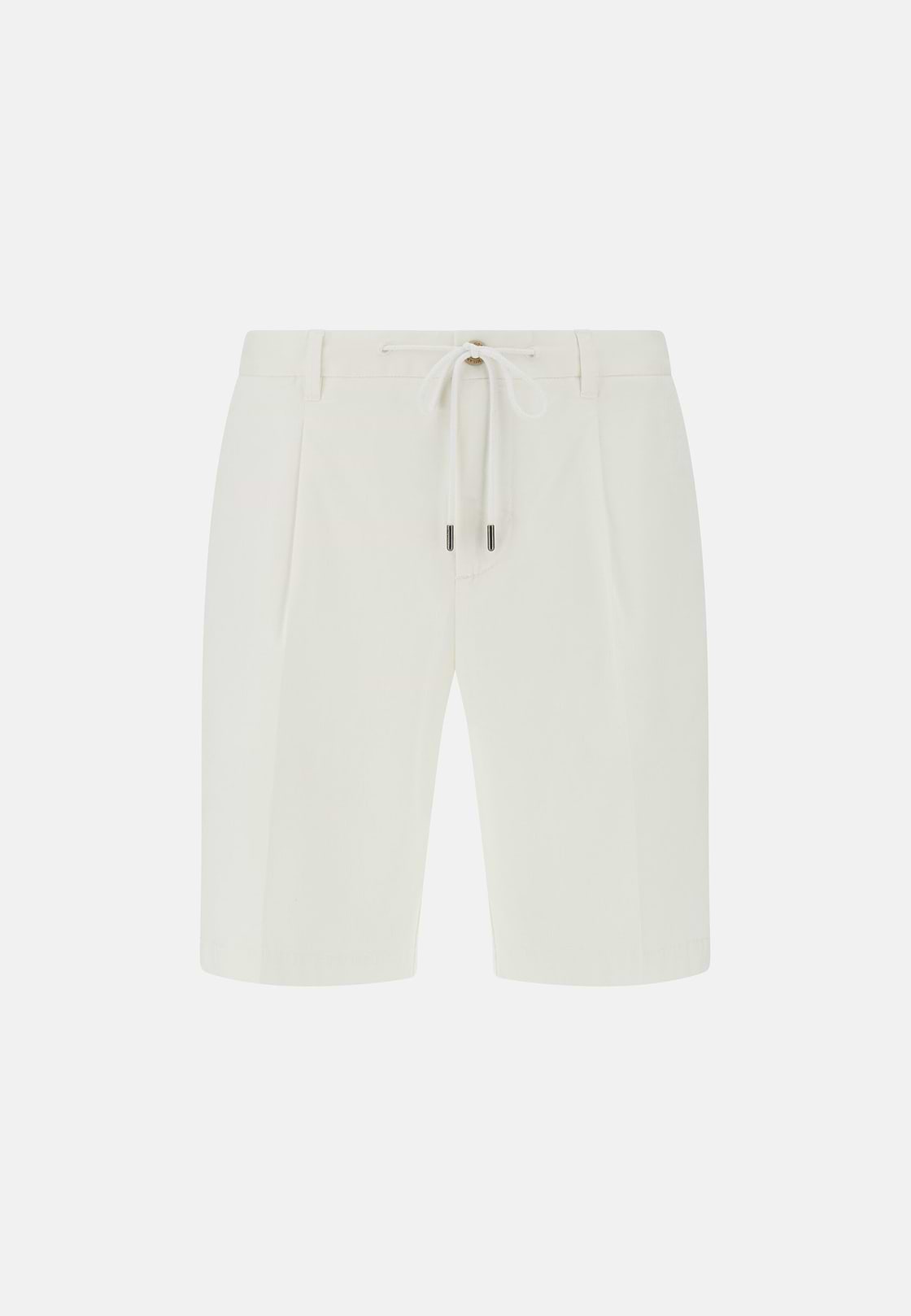 Stretch Cotton Summer Bermuda Shorts, White, hi-res