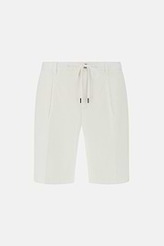 Stretch Cotton Summer Bermuda Shorts, White, hi-res