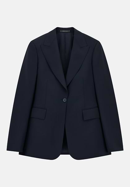 Pure Wool Jacket, Navy blue, hi-res