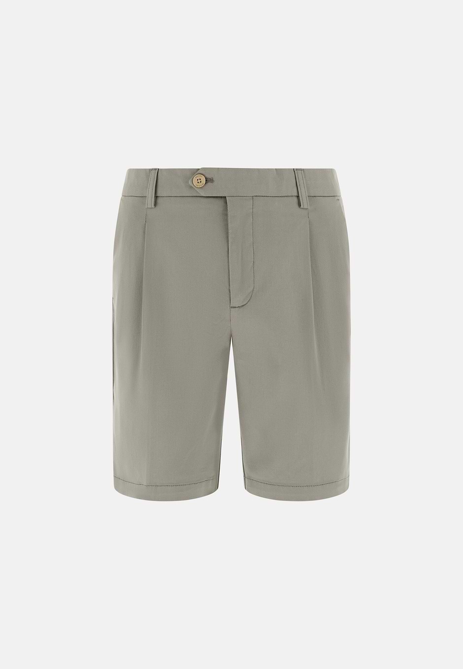 Stretch Cotton and Tencel Bermuda Shorts, Light Green, hi-res