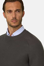 Rundhalspullover aus Merino-Mischgewebe WOOLTECH, Militärgrün, thumb, 3