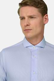 Camicia A Righe In Cotone Slim Fit, Azzurro, thumb, 4