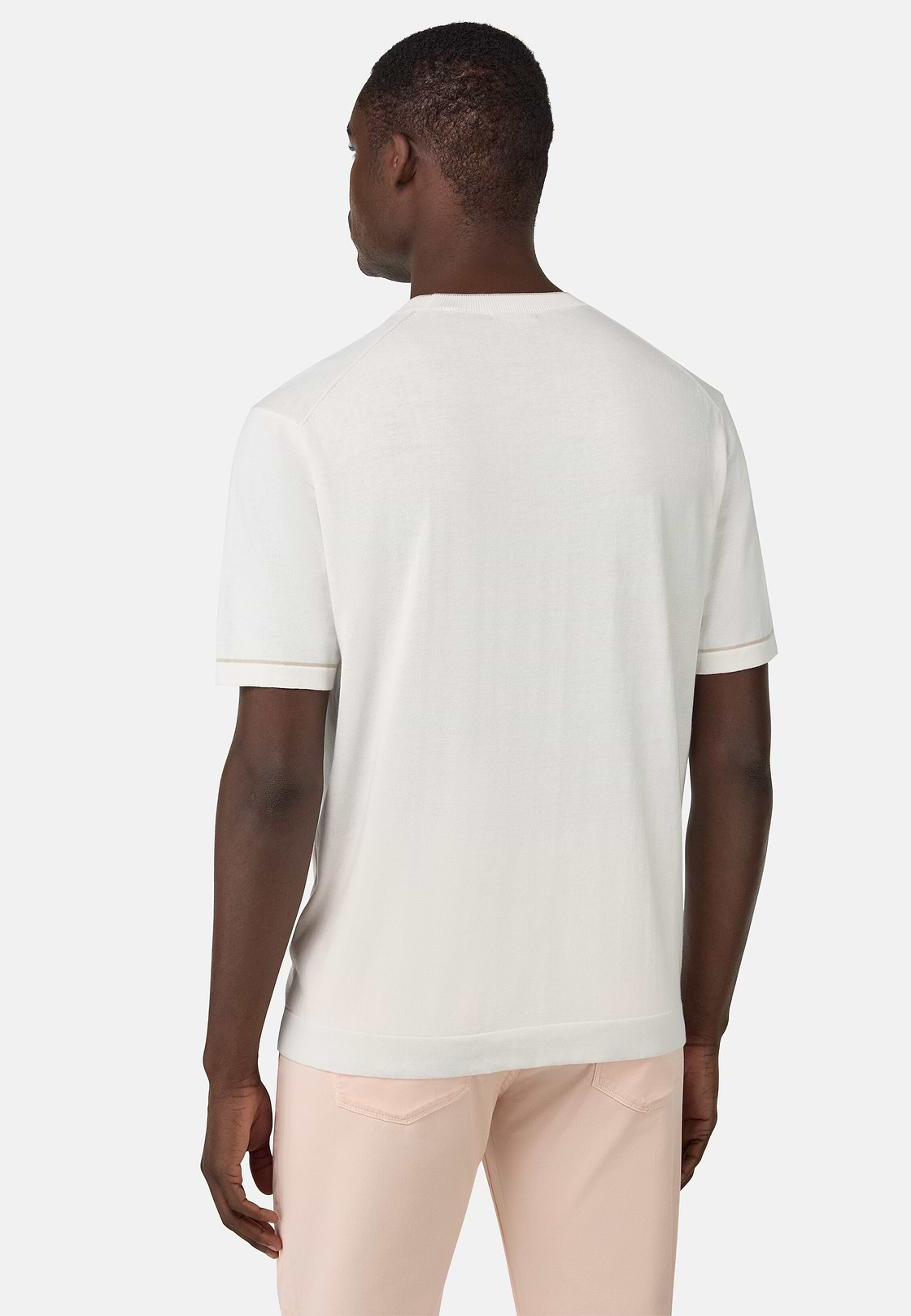 Cotton Crêpe Knit T-Shirt, White, hi-res