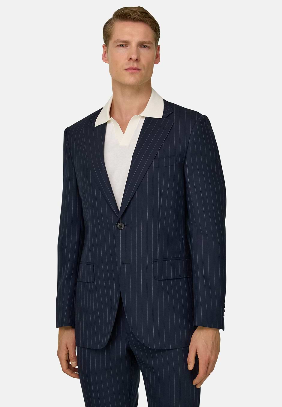 Striped Wool Suit, Navy blue, hi-res