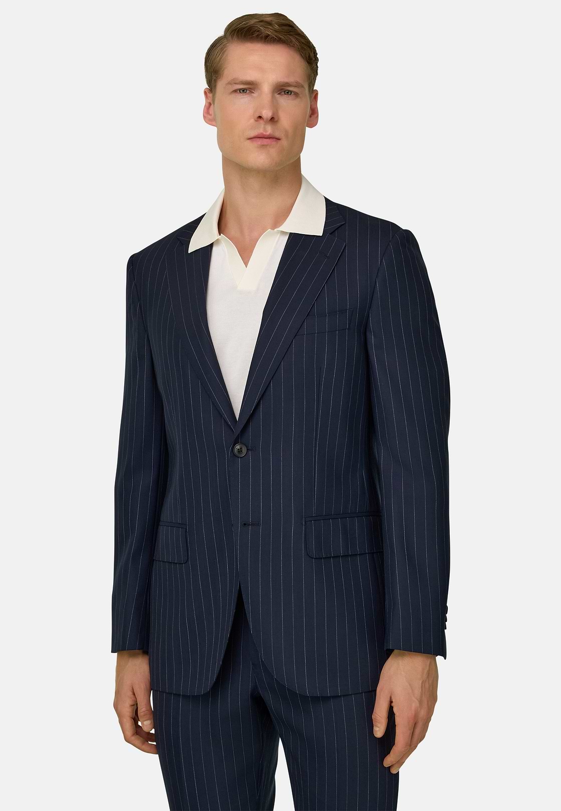 Striped Wool Suit, Navy blue, hi-res, 1
