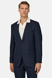 Striped Wool Suit, Navy blue, thumb, 1