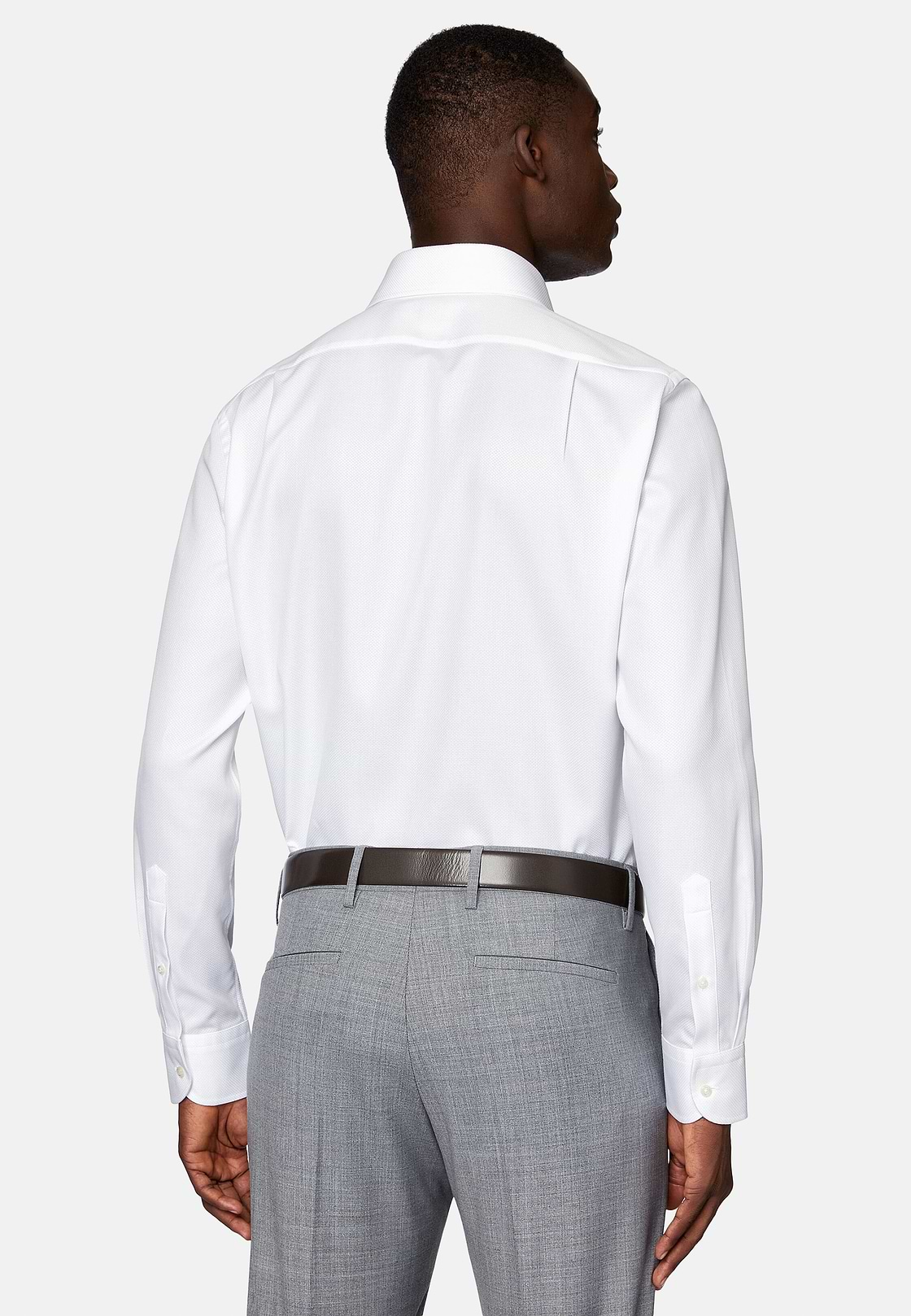 Regular Fit Honeycomb Cotton Shirt, White, hi-res