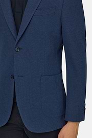 B Jersey Micro Textured Jacket in Pure Cotton, Medium Blue, thumb, 4