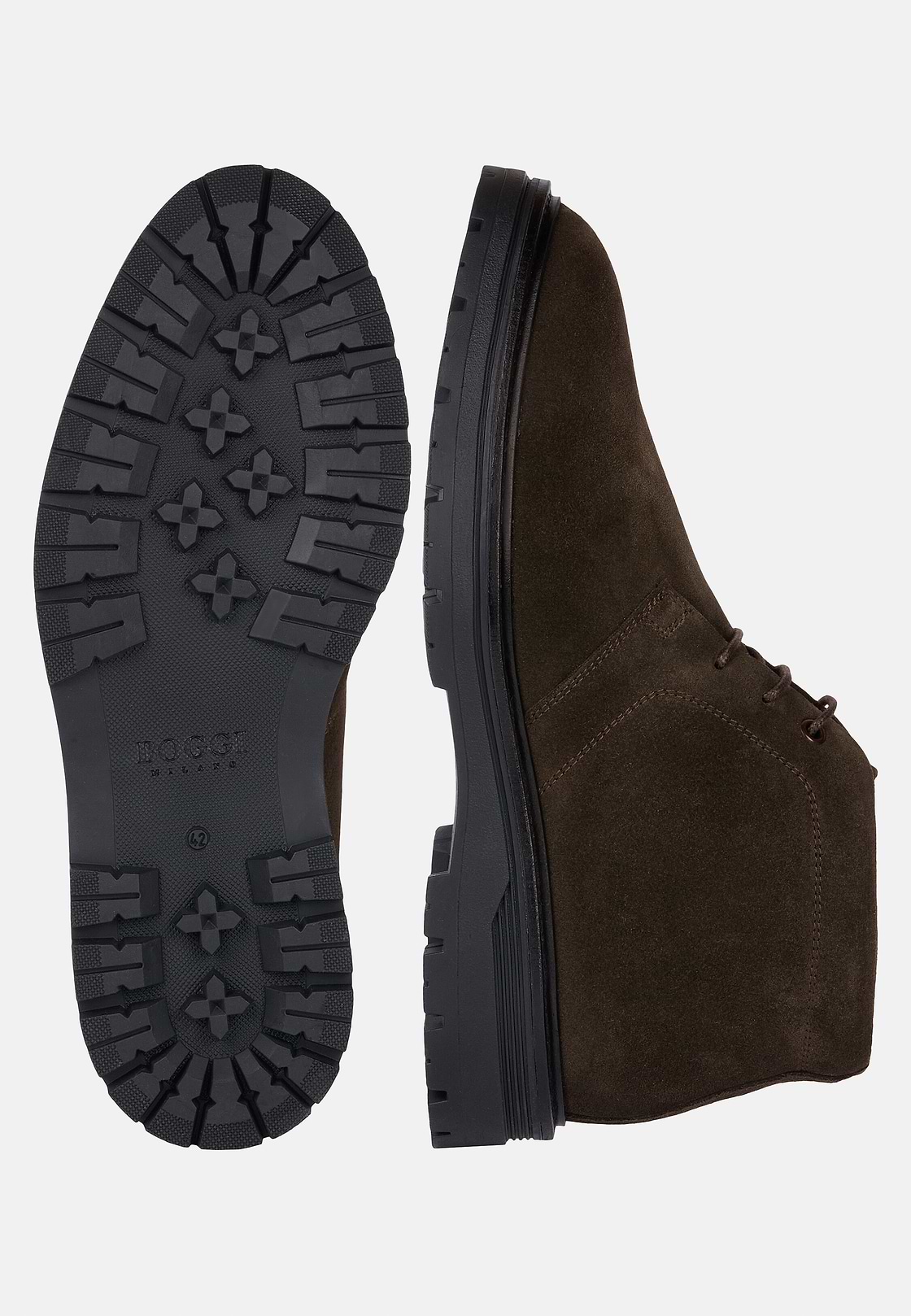 Suede Leather Ankle Boots, Brown, hi-res