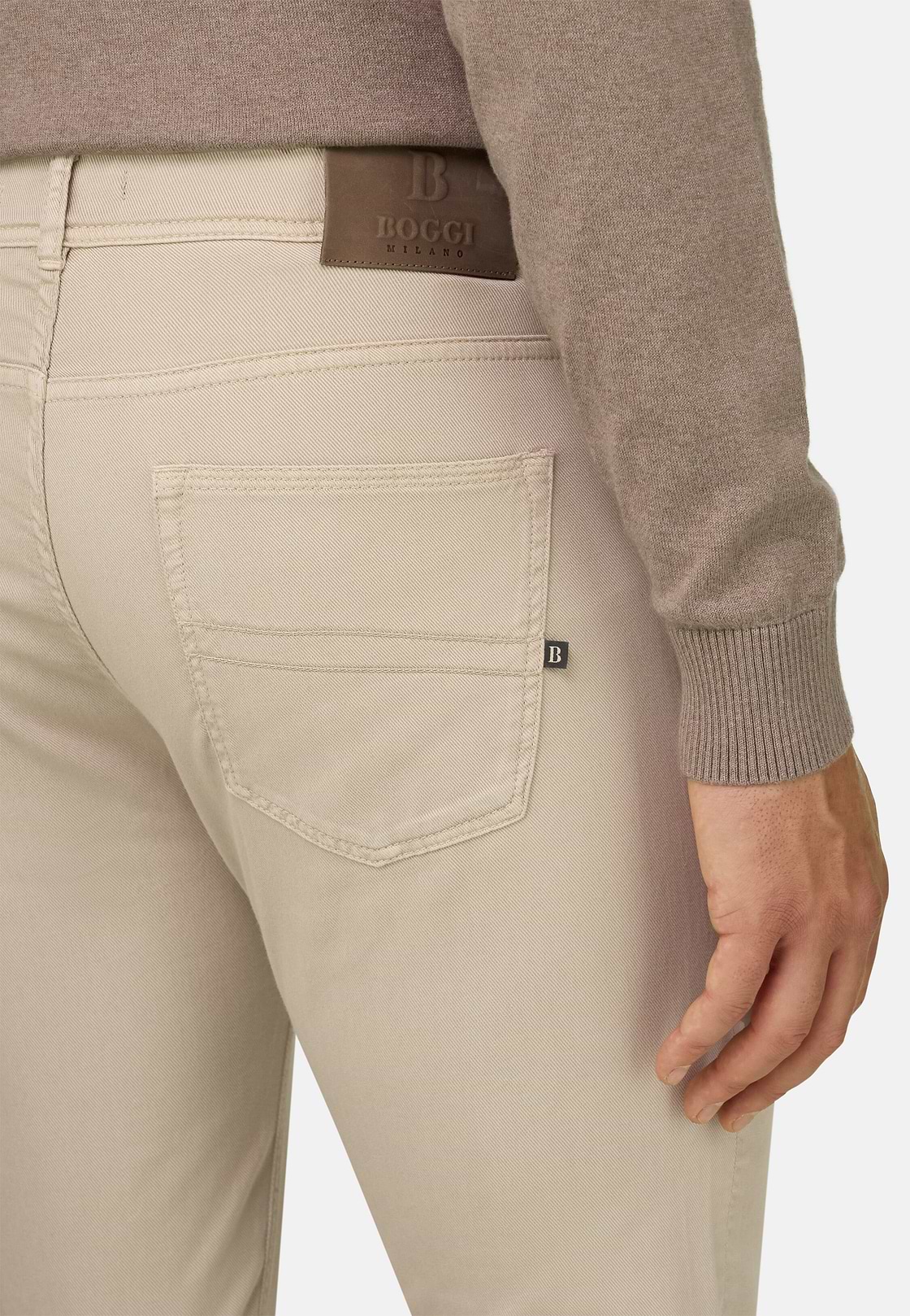 Jeans Aus Elastischem Baumwoll-Tencel, Beige, hi-res, 4
