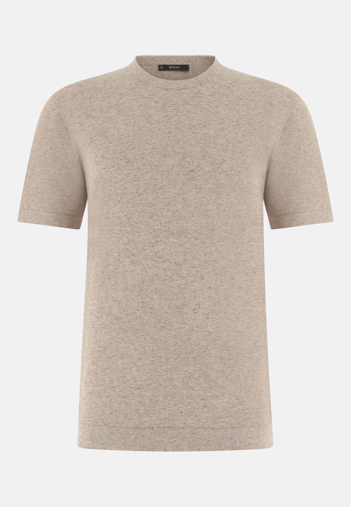 T-Shirt aus Baumwoll-Leinen-Strick, Taupe, hi-res, 5