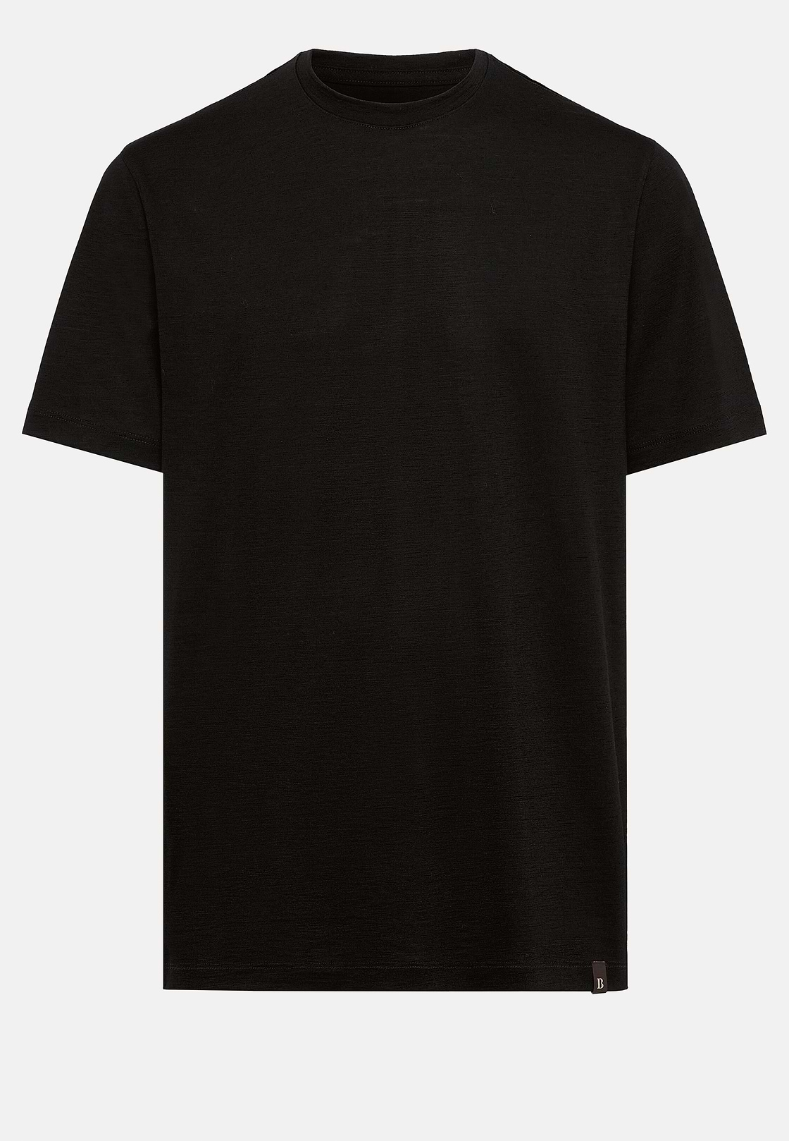 T-Shirt In Misto Lana Tencel, Nero, hi-res