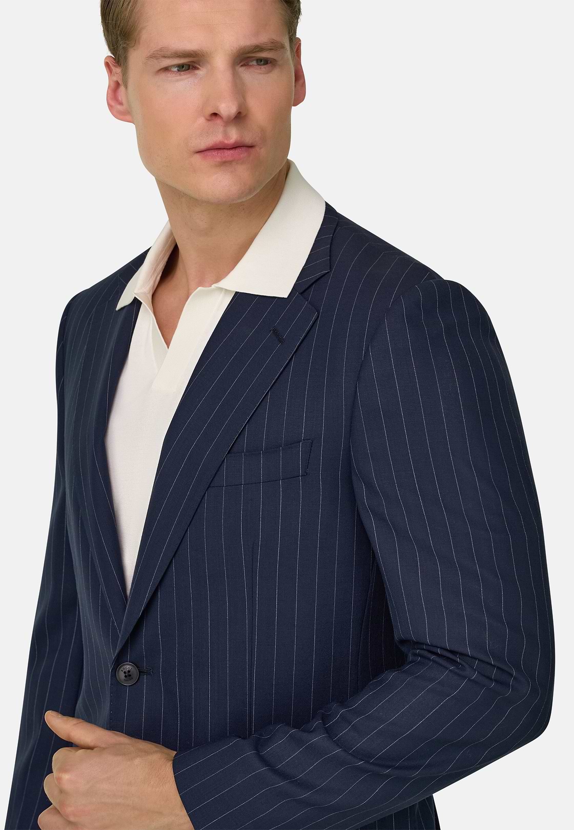 Striped Wool Suit, Navy blue, hi-res, 4