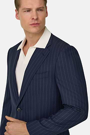 Striped Wool Suit, Navy blue, thumb, 4