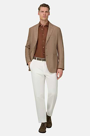 Herringbone Linen and Wool Jacket, Taupe, thumb, 2