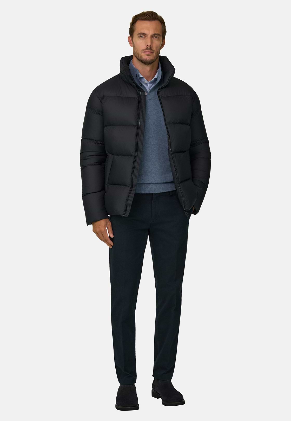 Bomber in Goose Down Technical Fabric, Black, hi-res, 2