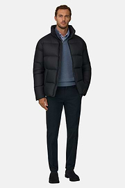 Bomber in Goose Down Technical Fabric, Black, thumb, 2