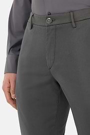 Pantaloni In Cotone Tencel Elasticizzato, Carbone, hi-res