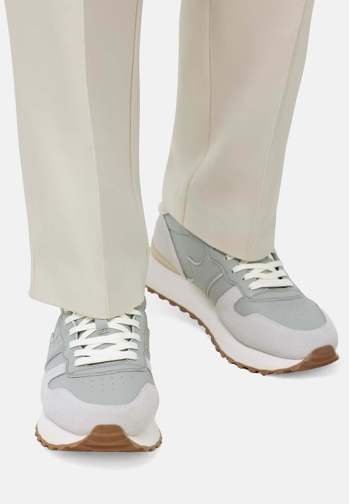 Sneakers In Pelle Bottalata, Ghiaccio, hi-res
