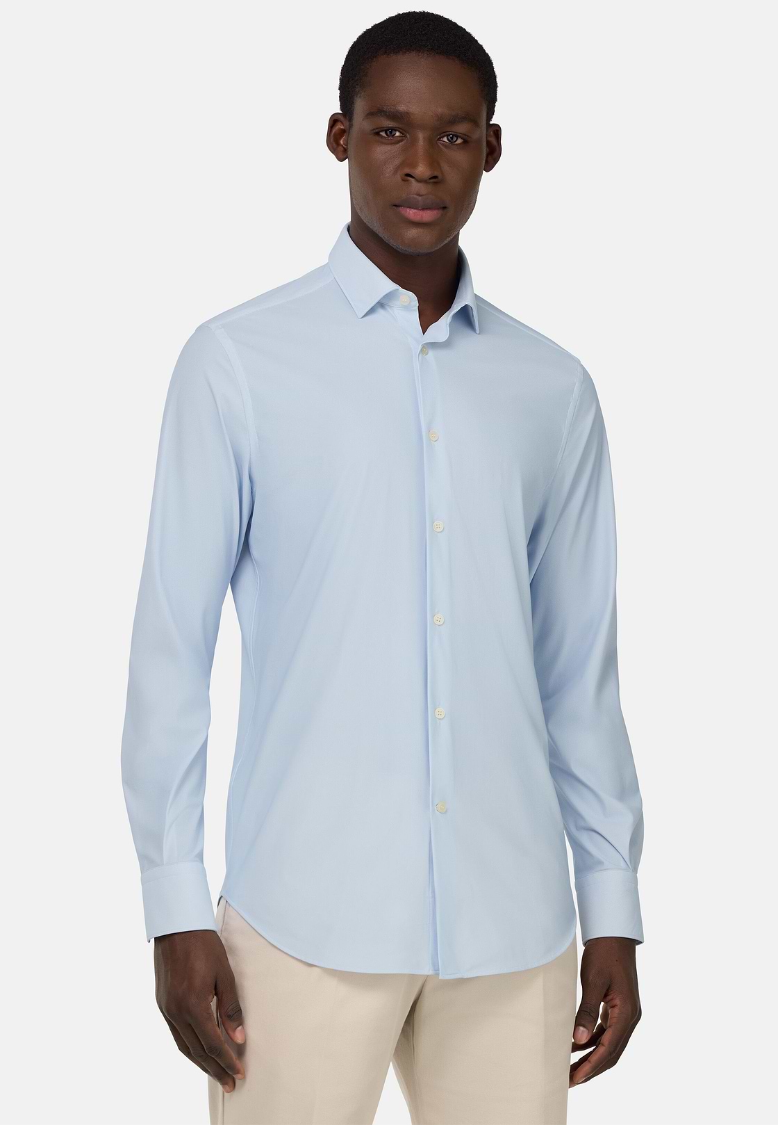 Slim Fit Stretch Nylon Shirt, Light Blue, hi-res