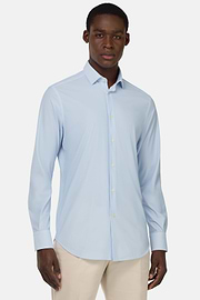 Slim Fit Stretch Nylon Shirt, Light Blue, hi-res