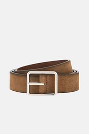 Cintura Casual In Pelle Scamosciata, Marrone, thumb, 1