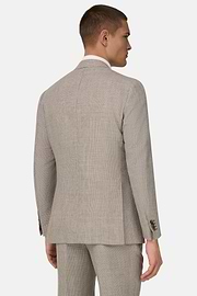 Micro Patterned Suit in Linen and Wool, Brown, thumb, 3