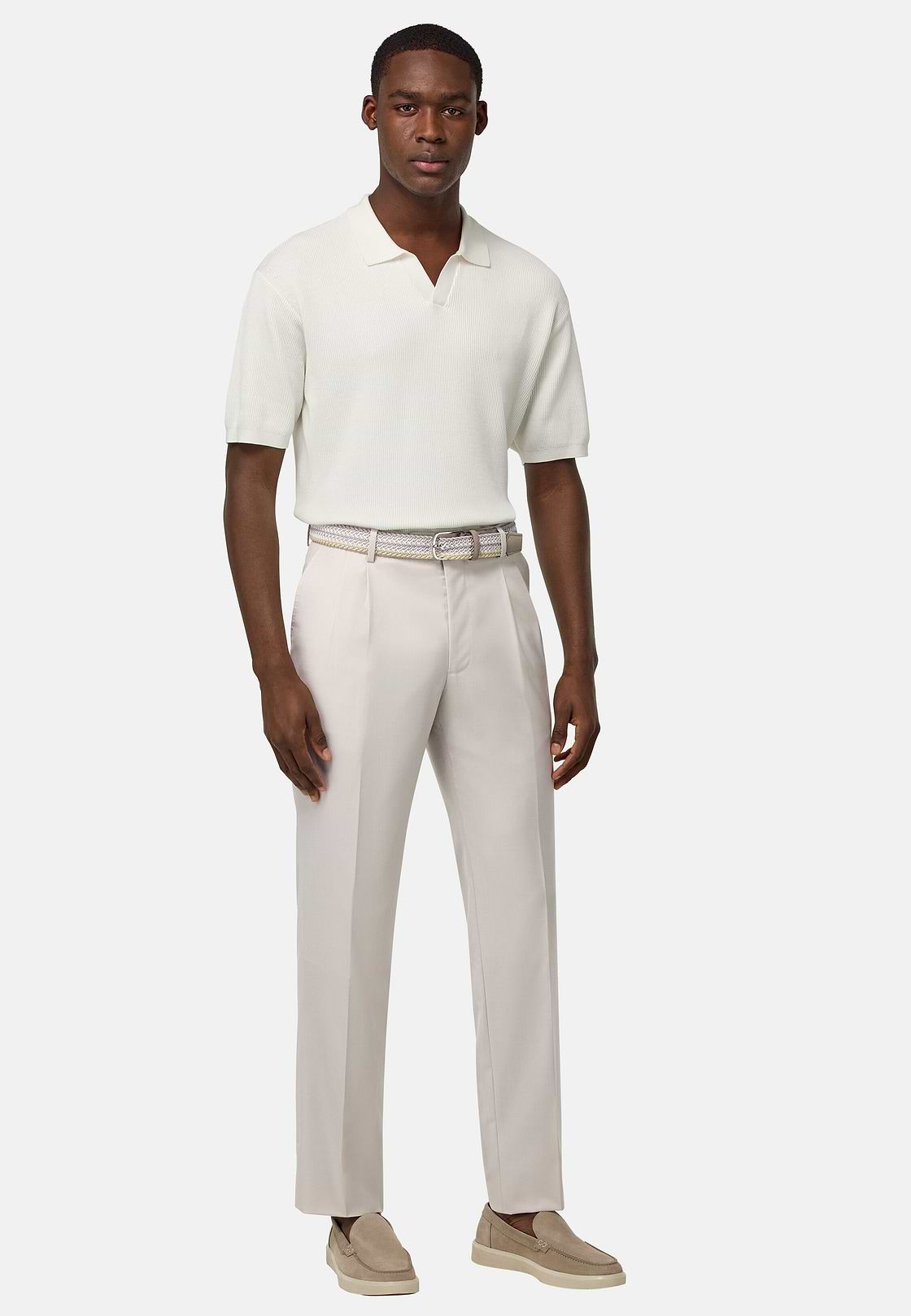 Polo Di Maglia In Cotone Seta, Bianco, hi-res