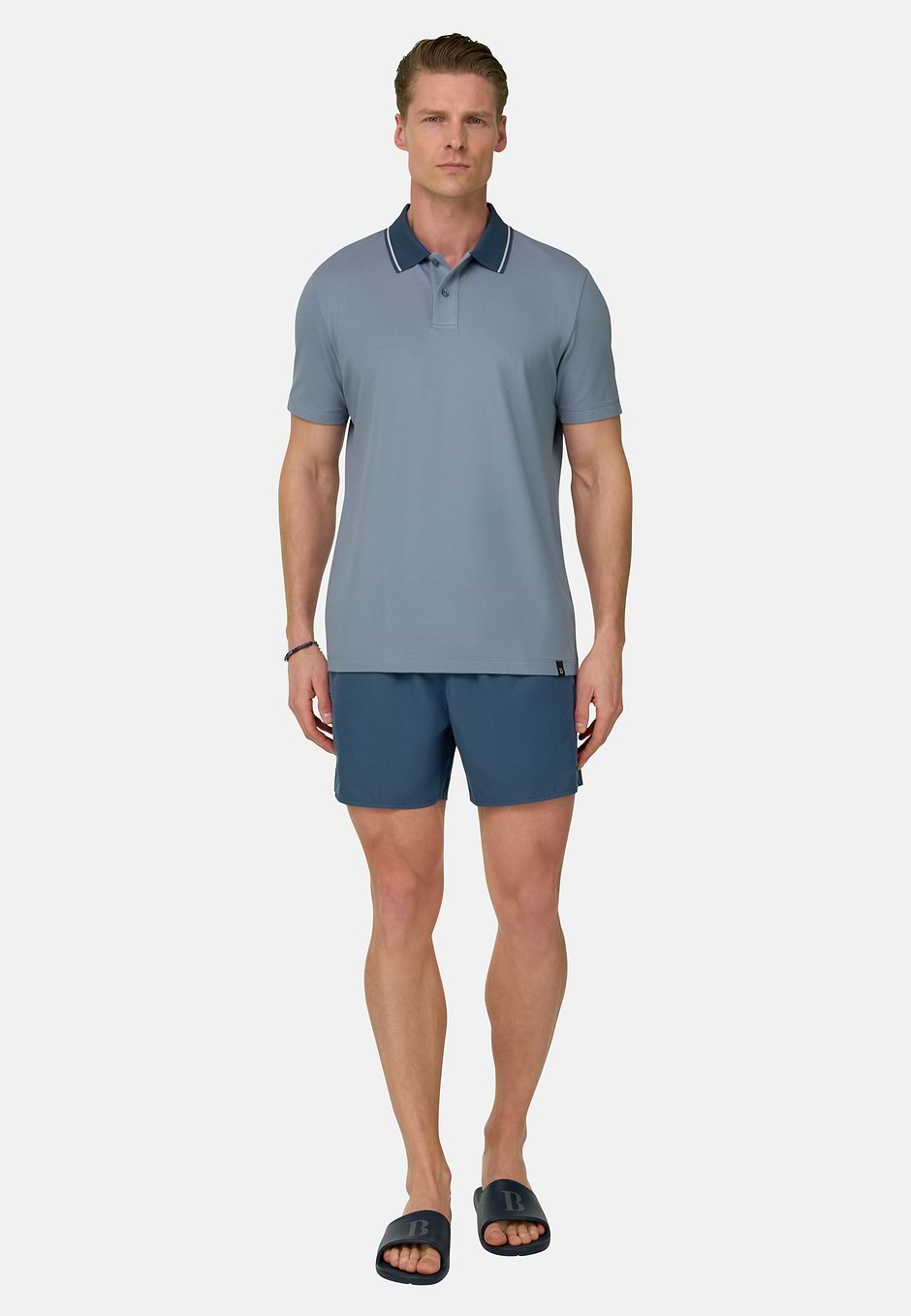 Plain Technical Swimsuit, Air-blue, hi-res