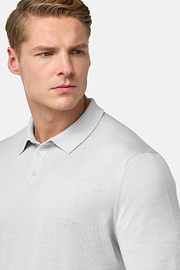 Polo Maille En Laine Mérinos, La glace, hi-res