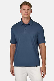 Polo Shirt In Stretch Supima Cotton, Blue, hi-res