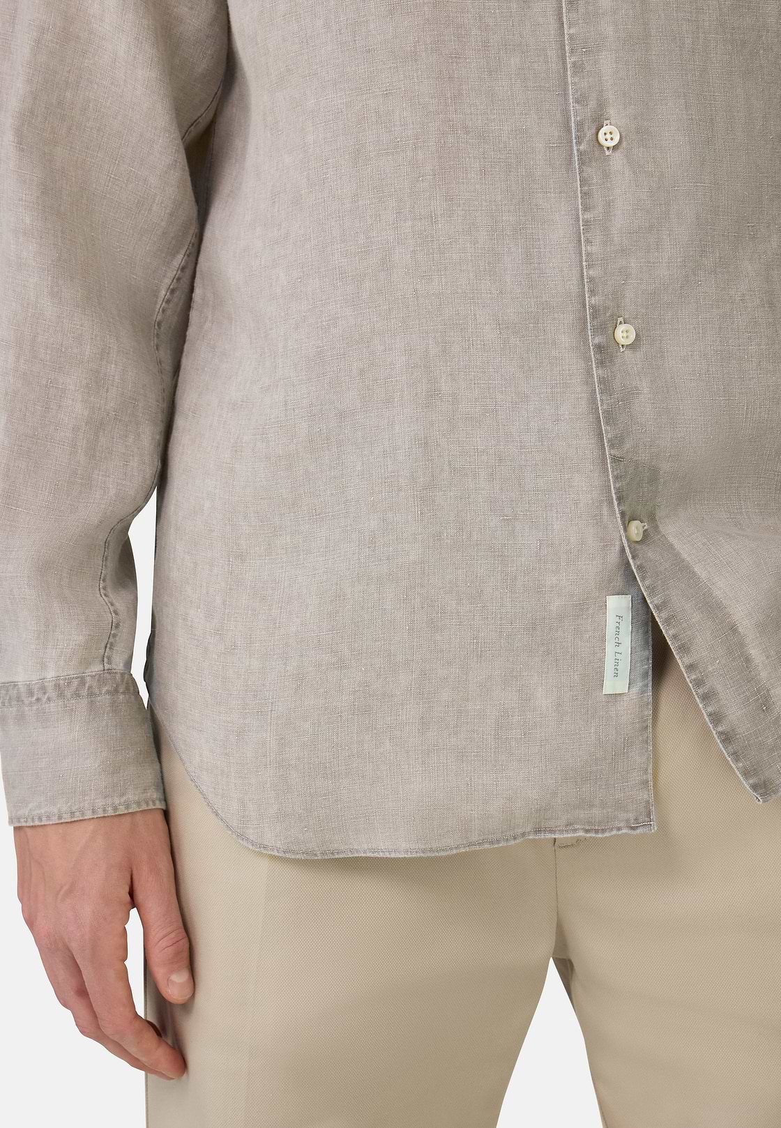 Regular Fit Linen Shirt, Taupe, hi-res
