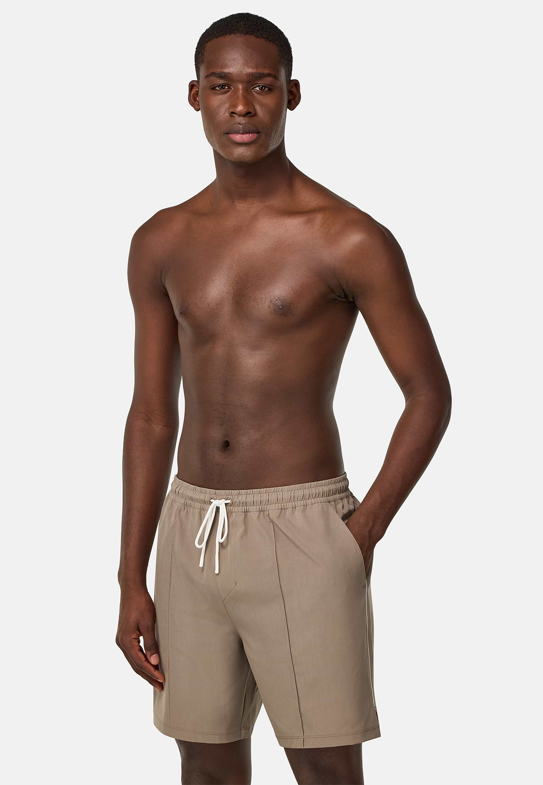 Maillot De Bain En Tissu Technique Imprimé, Beige, hi-res