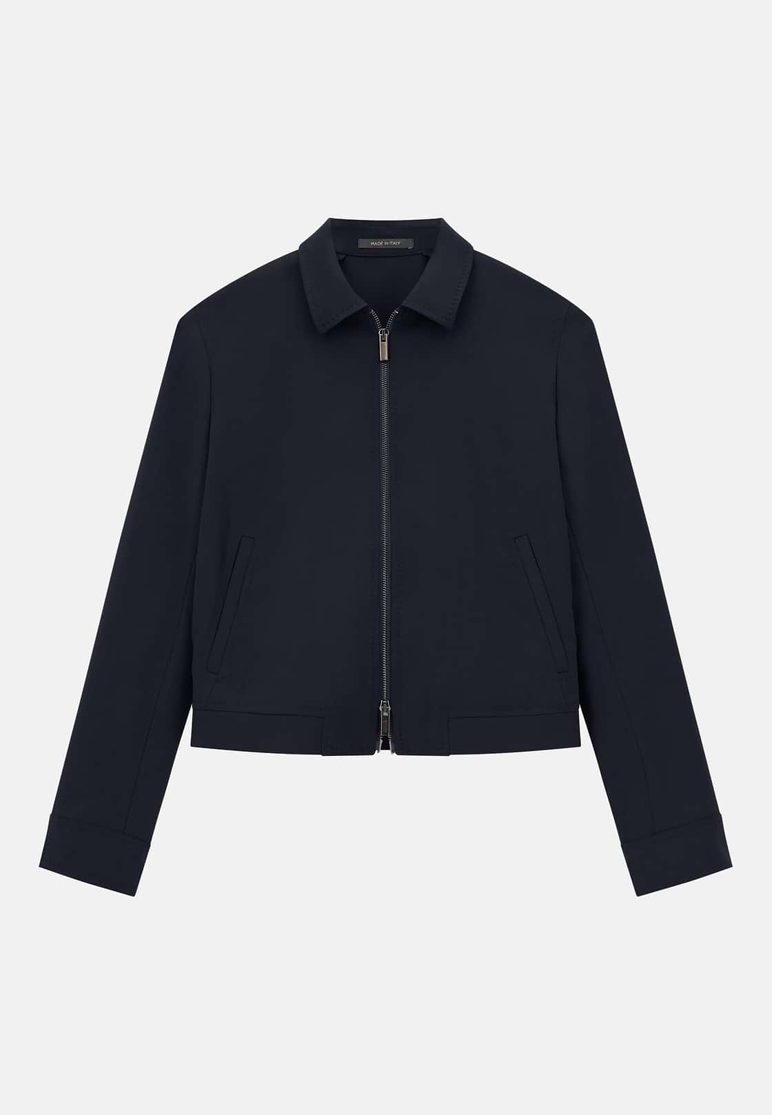 Pure Wool Shirt Jacket, Navy blue, hi-res, 5