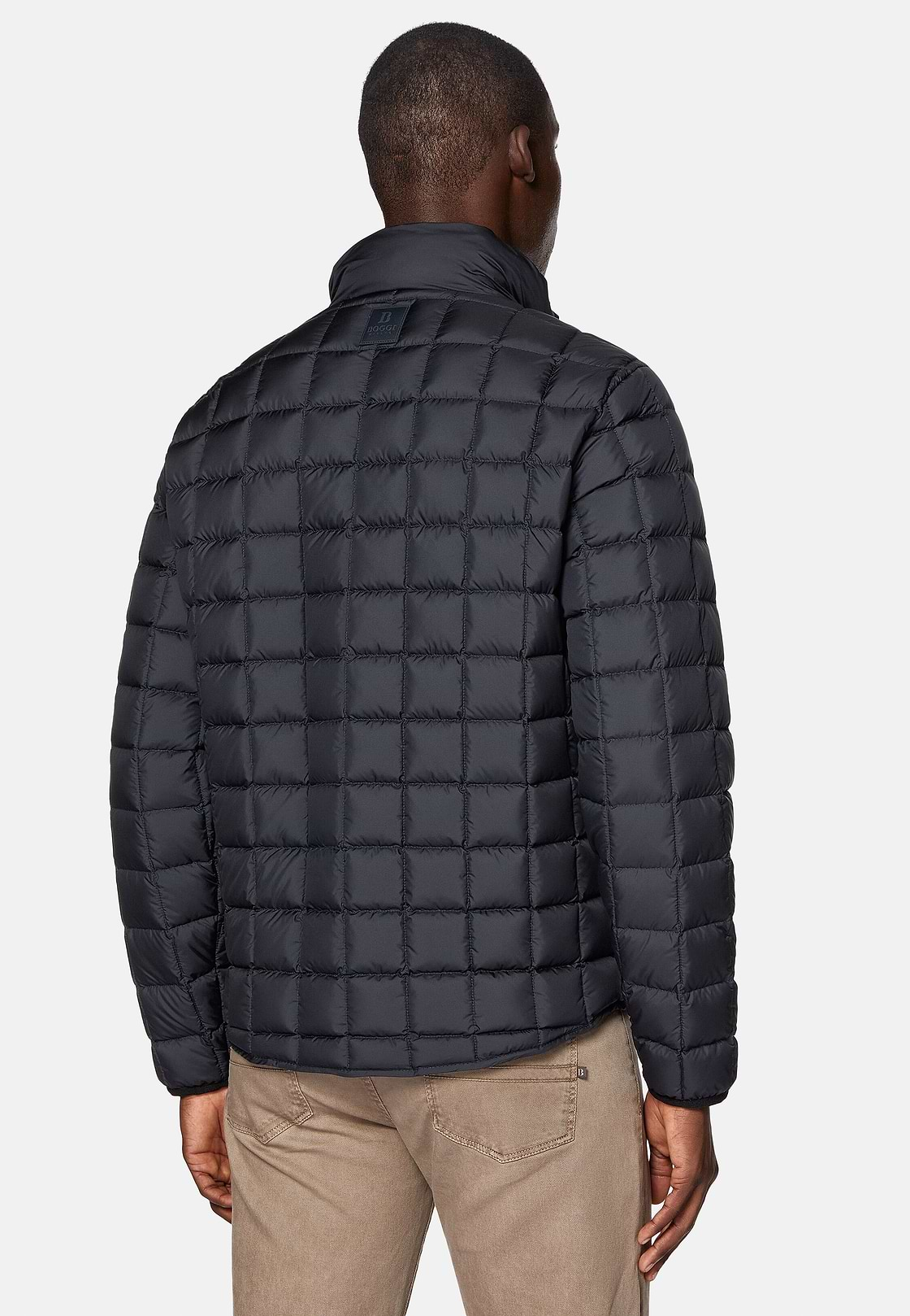 Bomber Jacket In Technical Fabric With Goose Down, Navy blue, hi-res