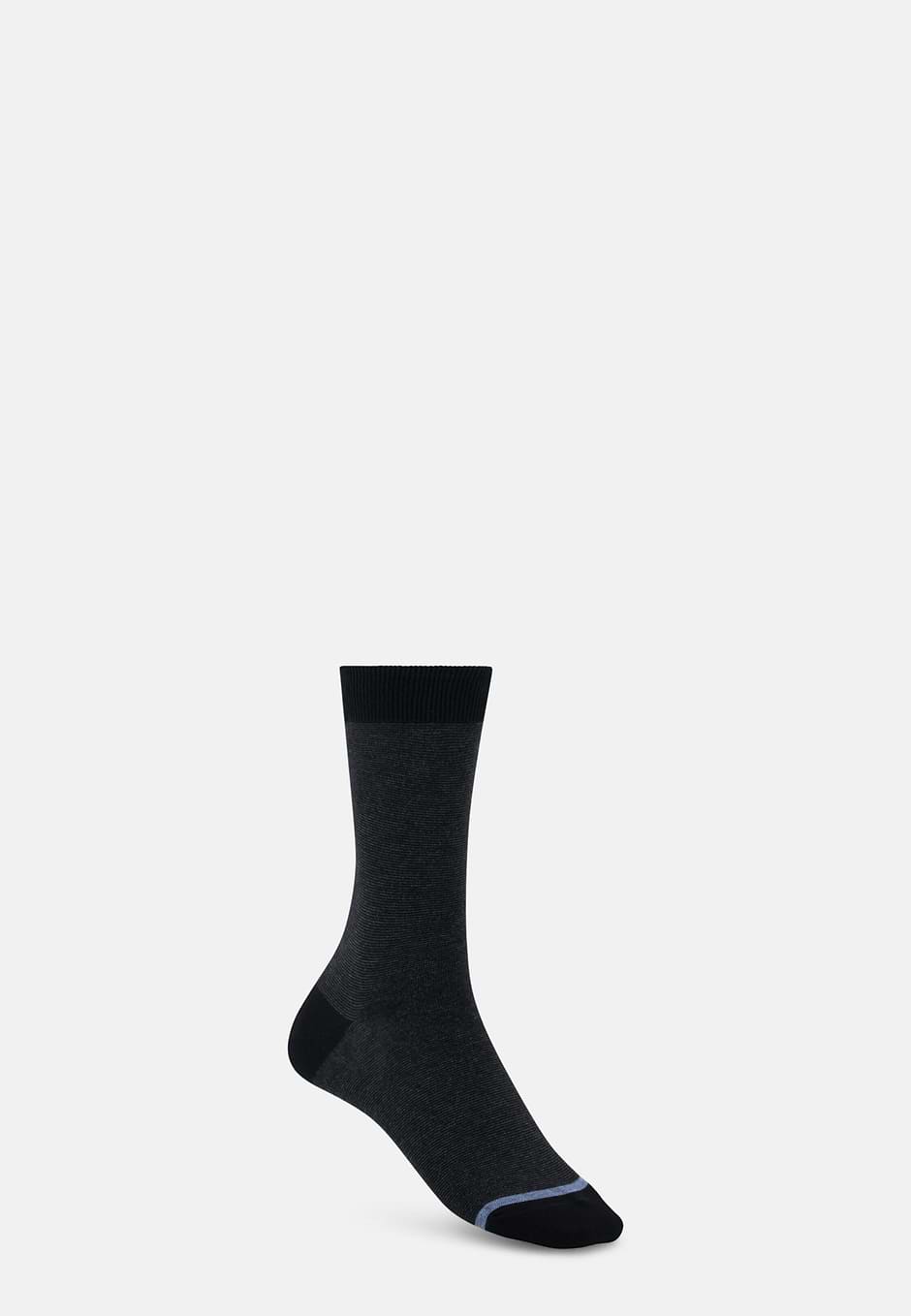 Short Socks Striped Cotton Blend, Black, hi-res